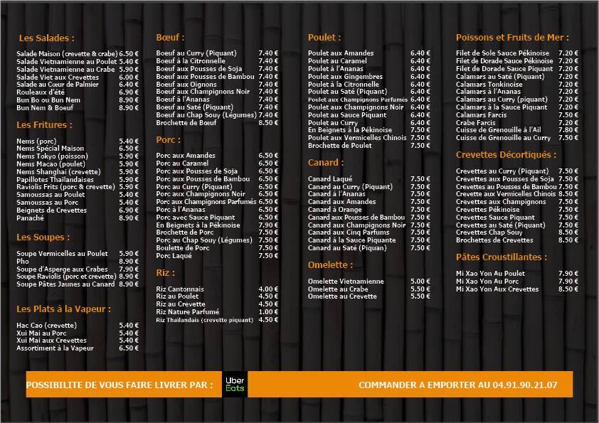 Restaurant Soir D'Asie - Menu Image 1